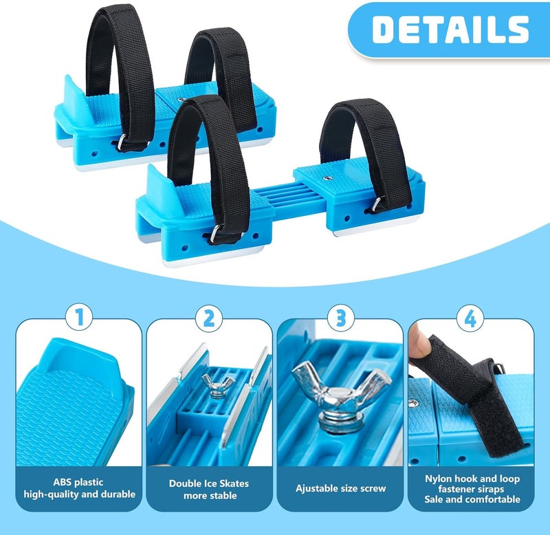 Tryly Toddler Ice Skates, Kids Adjustable Double Runner Ice Skates with Hook and Loop Fastener Straps, Blue Double Blade Ice Skates for Winter Toddler Training Shoes Beginner - Image 4